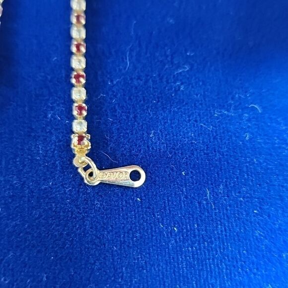 Vintage Avon Gold Plated Red Rhinestone Tennis Bracelet - Picture 3 of 3